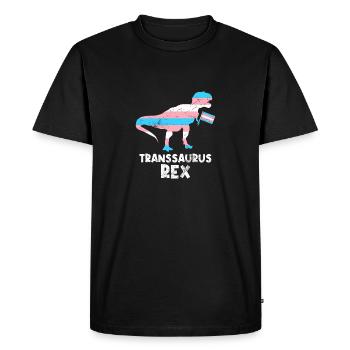Dinosaure Transsaurus rex dans un drapeau transgenre - T-shirt Premium bio Homme - noir - Devant - Nico (187cm)