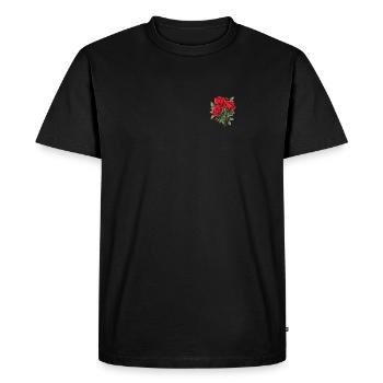 Patch 3 Red Roses Vintage Lover Flowers Humor Pun - Men's Premium Organic T-Shirt - black - Front - Nico (187cm)