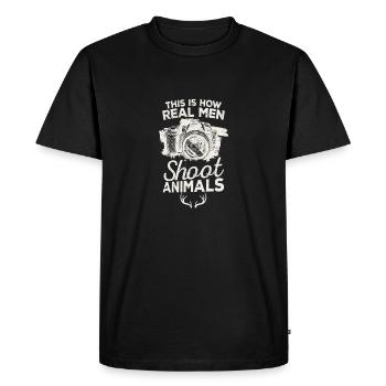 How to Shoot Real Men Animals Camera Wild Hunting - Men's Premium Organic T-Shirt - black - Front - Nico (187cm)