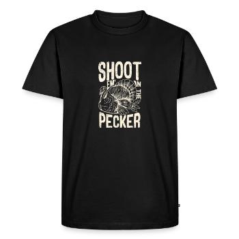 Shoot Em In The Pecker Humor Turkey Hunt Legend - Men's Premium Organic T-Shirt - black - Front - Nico (187cm)
