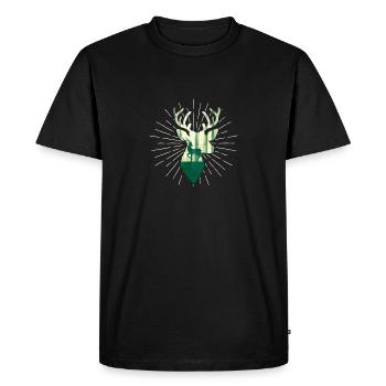 Cerf Nature Forest Chasse en plein air Hunter Antlers - T-shirt Premium bio Homme - noir - Devant - Nico (187cm)
