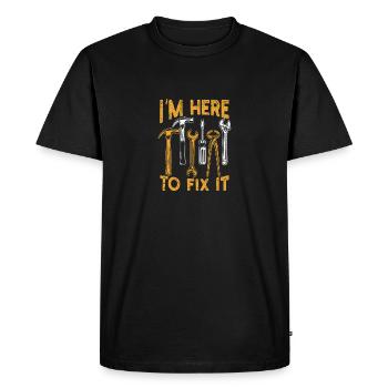 Je suis là pour le réparer bricolage - T-shirt Premium bio Homme - noir - Devant - Nico (187cm)