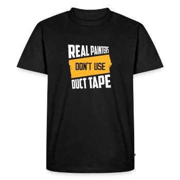 Les vrais peintres n’utilisent pas de travail de ruban adhésif en toile Profession - T-shirt Premium bio Homme - noir - Devant - Nico (187cm)