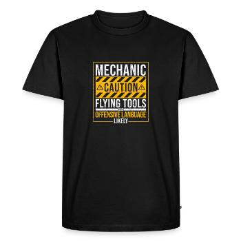 Mécanique Avertissement Outils volants Offensive - T-shirt Premium bio Homme - noir - Devant - Nico (187cm)