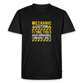 Avertissement mécanique Outils volants insultants - T-shirt Premium bio Homme - noir - Devant - Nico (187cm)
