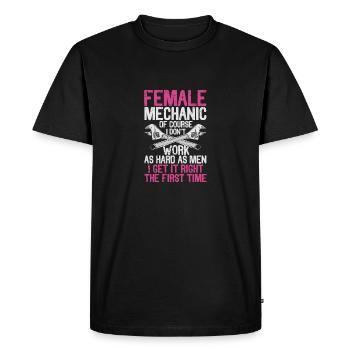 Mécanicien Voiture Fille Garage Artisan - T-shirt Premium bio Homme - noir - Devant - Nico (187cm)