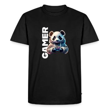 Lettrage de joueur avec panda cool - T-shirt Premium bio Homme - noir - Devant - Nico (187cm)