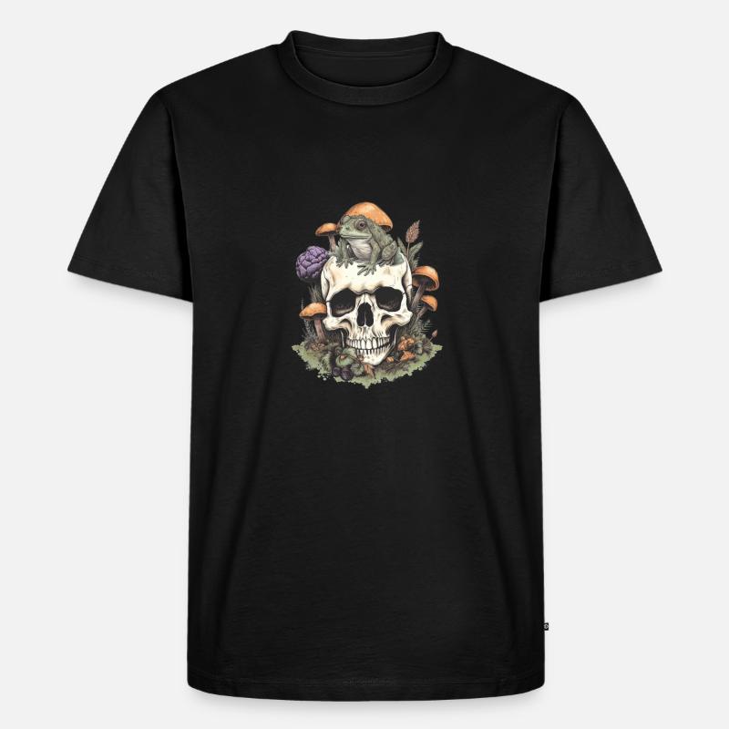 Frosch im Schädel - Männer Premium Bio T-Shirt - Schwarz