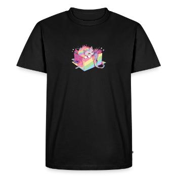 Cool Cat Lesbian Gay Pride LGBT Rainbow Community - Men's Premium Organic T-Shirt - black - Front - Nico (187cm)