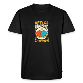 Bureau Ping Pong Champion Drôle Balle de Tennis de Table - T-shirt Premium bio Homme - noir - Devant - Nico (187cm)