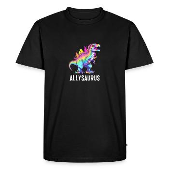 Allysaurus Dinosaur LGBT Community Dino Lover Pun - Men's Premium Organic T-Shirt - black - Front - Nico (187cm)