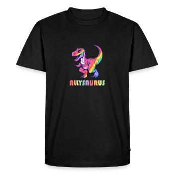 Allysaurus LGBT Transgenre Dino Rainbow Lesbienne - T-shirt Premium bio Homme - noir - Devant - Nico (187cm)