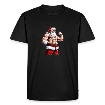 Sleighin' the Gains: Santa Bodybuilder Christmas - Men's Premium Organic T-Shirt - black - Front - Nico (187cm)