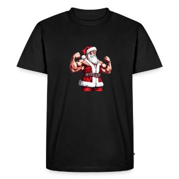 Santa's Liftmas List: Christmas Bodybuilder Santa - Men's Premium Organic T-Shirt - black - Front - Nico (187cm)