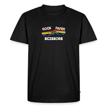 Rock Paper Scissors Drôle Lesbian Pride LGBT Pun - T-shirt Premium bio Homme - noir - Devant - Nico (187cm)