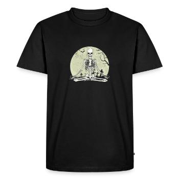 Meditating Skeleton Lotus Yoga Moon Balance Joke - Men's Premium Organic T-Shirt - black - Front - Nico (187cm)