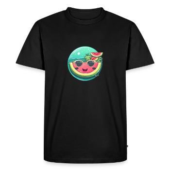 Pastèque d’été avec lunettes de soleil dans la mer - T-shirt Premium bio Homme - noir - Devant - Nico (187cm)