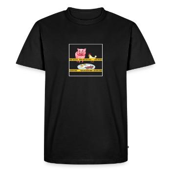 Do not cross police line Pig Chicken Egg - Men's Premium Organic T-Shirt - black - Front - Nico (187cm)
