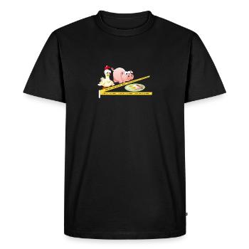 Do not cross police line Pig Chicken Egg - Men's Premium Organic T-Shirt - black - Front - Nico (187cm)