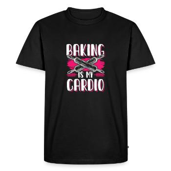 Baking is my Cardio - Men's Premium Organic T-Shirt - black - Front - Nico (187cm)