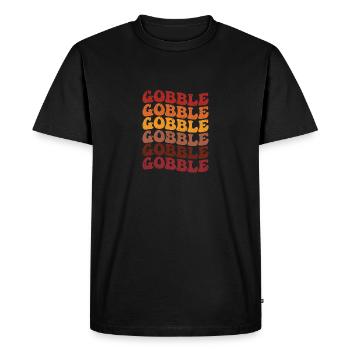 Gobble Happy Thanksgiving Day Dinner Retro - Men's Premium Organic T-Shirt - black - Front - Nico (187cm)