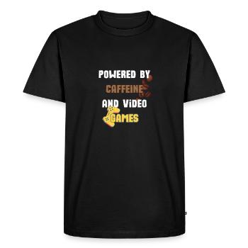 Propulsé par la caféine et les jeux vidéo - T-shirt Premium bio Homme - noir - Devant - Nico (187cm)