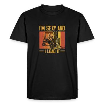 Je suis sexy et je le charge conducteur opérateur de chariot élévateur - T-shirt Premium bio Homme - noir - Devant - Nico (187cm)