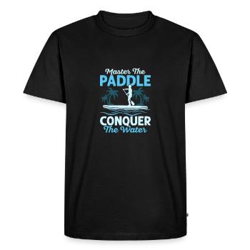 Master The Paddle, Conquer The Water. Stand Up Pad - Men's Premium Organic T-Shirt - black - Front - Nico (187cm)
