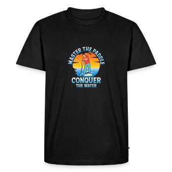 Master The Paddle, Conquer The Water. Stand Up Pad - Men's Premium Organic T-Shirt - black - Front - Nico (187cm)