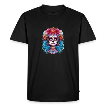 Spooky Halloween La Catrina - Colorful Skull Women - Men's Premium Organic T-Shirt - black - Front - Nico (187cm)