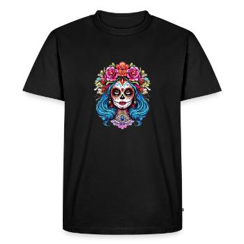 Beautiful Floral Decoration La Catrina Dia De Los - Men's Premium Organic T-Shirt - black - Front - Nico (187cm)