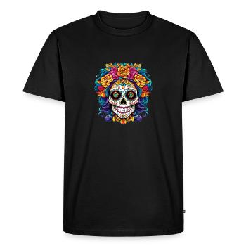 Halloween Floral Costume La Catrina Skull Costume - Men's Premium Organic T-Shirt - black - Front - Nico (187cm)