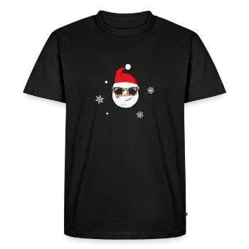 Funny Christmas Snowman Face Leopard - Men's Premium Organic T-Shirt - black - Front - Nico (187cm)