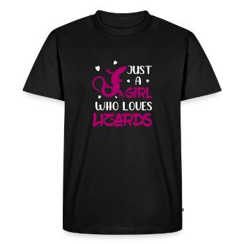 Juste une fille qui aime les lézards Reptile Lizard Lover - T-shirt Premium bio Homme - noir - Devant - Nico (187cm)