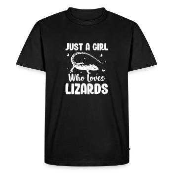 Juste une fille qui aime les lézards Lizard Lover Reptile - T-shirt Premium bio Homme - noir - Devant - Nico (187cm)