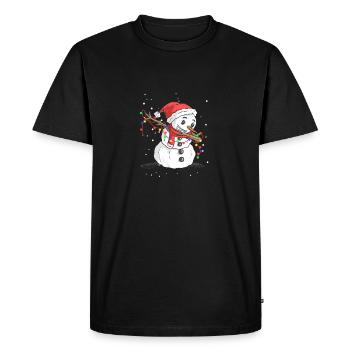 Cute dabbing snowman Christmas lights - Men's Premium Organic T-Shirt - black - Front - Nico (187cm)