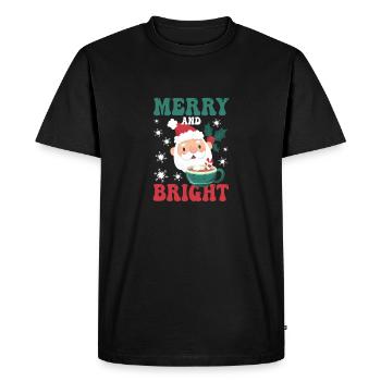 Joyeux et rose vif Noël de Noël drôle - T-shirt Premium bio Homme - noir - Devant - Nico (187cm)