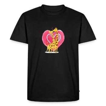Girafe Amour Baiser Girafe Animal sauvage mignon - T-shirt Premium bio Homme - noir - Devant - Nico (187cm)