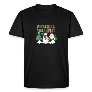 Physiothérapeute PTA Arbre de Noël Bonhomme de neige - T-shirt Premium bio Homme - noir - Devant - Nico (187cm)