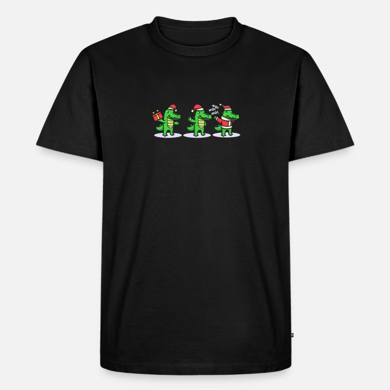 3 Weihnachtskrokodile Weihnachtsmann Xmas - Männer Premium Bio T-Shirt - Schwarz