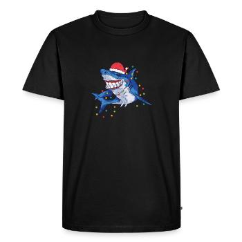 Père Noël Requin Lumières de Noël Drôle - T-shirt Premium bio Homme - noir - Devant - Nico (187cm)