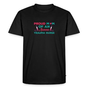 Fière maman infirmière en traumatologie - T-shirt Premium bio Homme - noir - Devant - Nico (187cm)