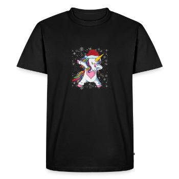 Dabbing Licorne Chapeau Père Noël Noël Xma - T-shirt Premium bio Homme - noir - Devant - Nico (187cm)