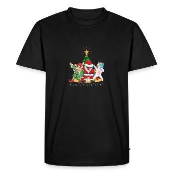 Dabbing Santa Claus Elf Unicorn Christmas Tree - Men's Premium Organic T-Shirt - black - Front - Nico (187cm)
