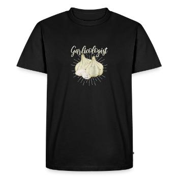 Garlicologist Funny Chef Garlic Bulb Cook Delicious - Men's Premium Organic T-Shirt - black - Front - Nico (187cm)