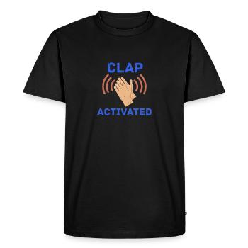 Clap Activé Gag Comedian Funny Prank Joke - T-shirt Premium bio Homme - noir - Devant - Nico (187cm)