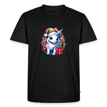 Adorable Unicorn Christmas, Magical Unicorn Design - Men's Premium Organic T-Shirt - black - Front - Nico (187cm)