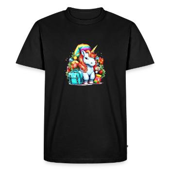 Christmas Unicorn Theme - Cute Unicorn Christmas - Men's Premium Organic T-Shirt - black - Front - Nico (187cm)