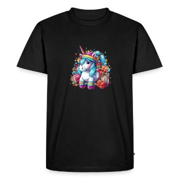 Unicorn Christmas, Kids Unicorn Design Christmas - Men's Premium Organic T-Shirt - black - Front - Nico (187cm)