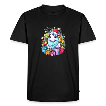 Rainbow Christmas Unicorn - Colorful Unicorn Chris - Men's Premium Organic T-Shirt - black - Front - Nico (187cm)